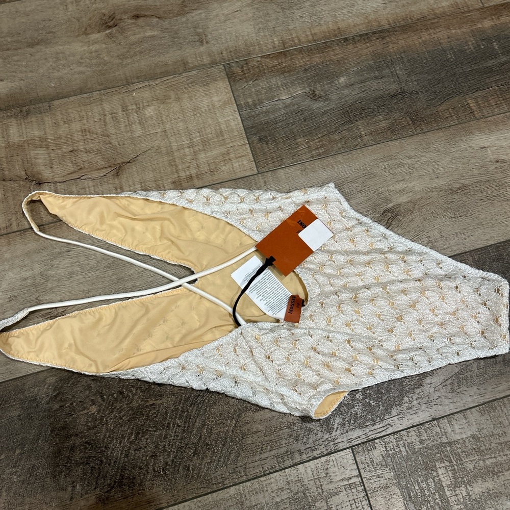 NWT Missoni crochet white silver one piece swimsuit IT 40/ S - Picture 4 of 8